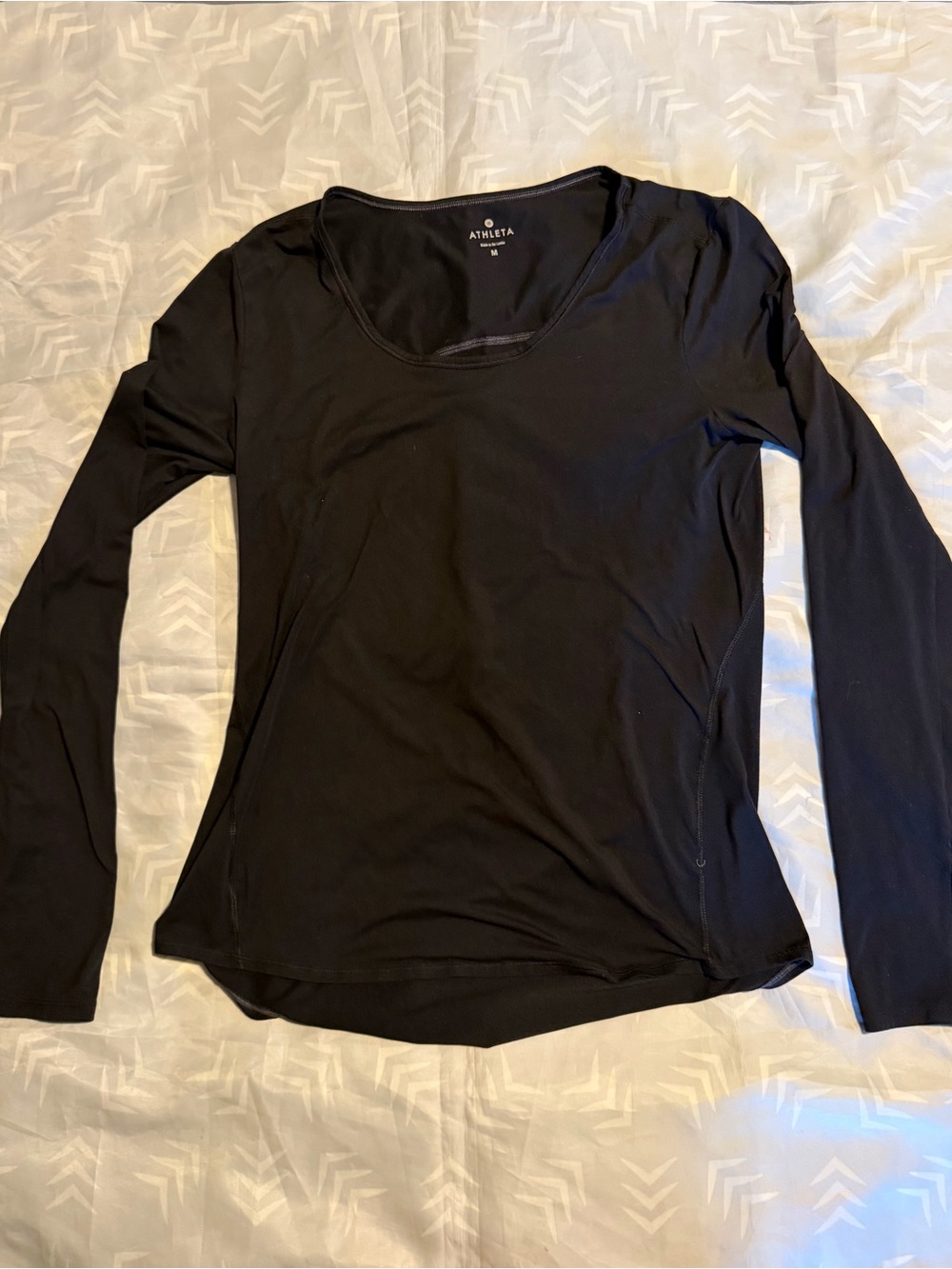 Athleta Black Long-Sleeve Scoop Neck Performance Top